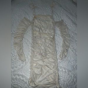 Off White Mesh Mini Dress